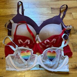 Adore Me Four Bra Set 36C Sheer Underwire T Shirt Comfortable Basics & Fun Bras